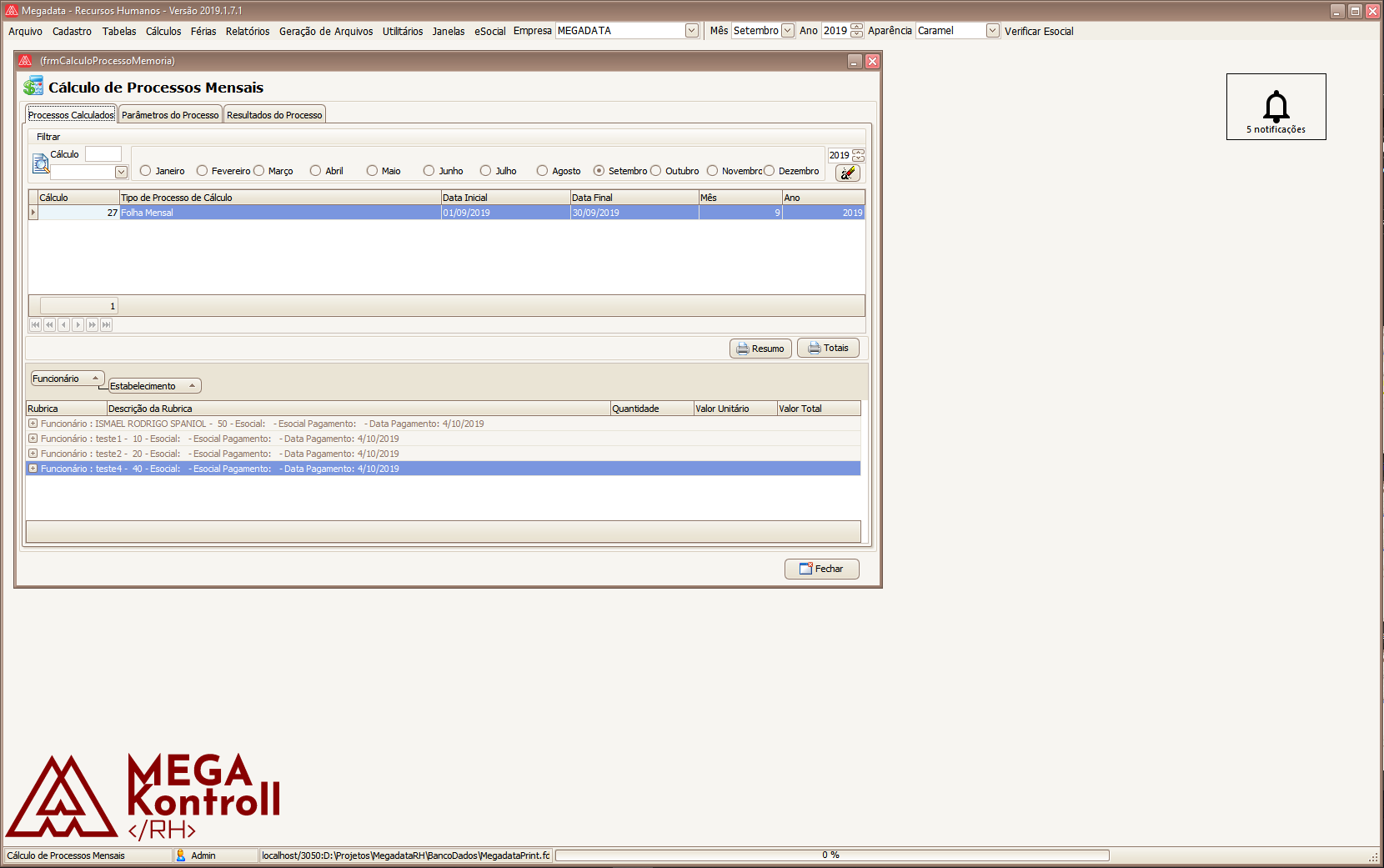 Cálculo de Folha, Rescisão e 13º